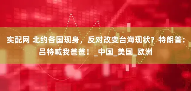实配网 北约各国现身，反对改变台海现状？特朗普：吕特喊我爸爸！_中国_美国_欧洲
