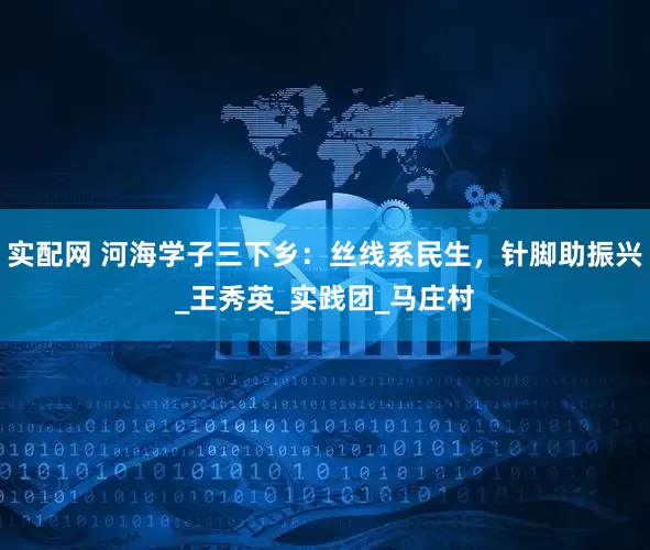 实配网 河海学子三下乡：丝线系民生，针脚助振兴_王秀英_实践团_马庄村