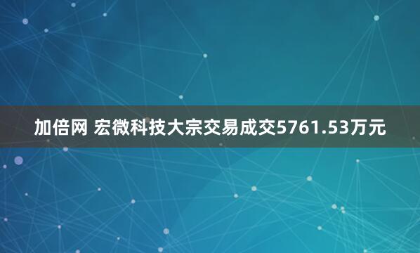 加倍网 宏微科技大宗交易成交5761.53万元