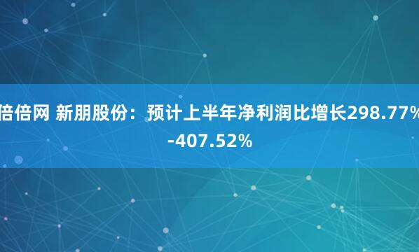 倍倍网 新朋股份：预计上半年净利润比增长298.77%-407.52%